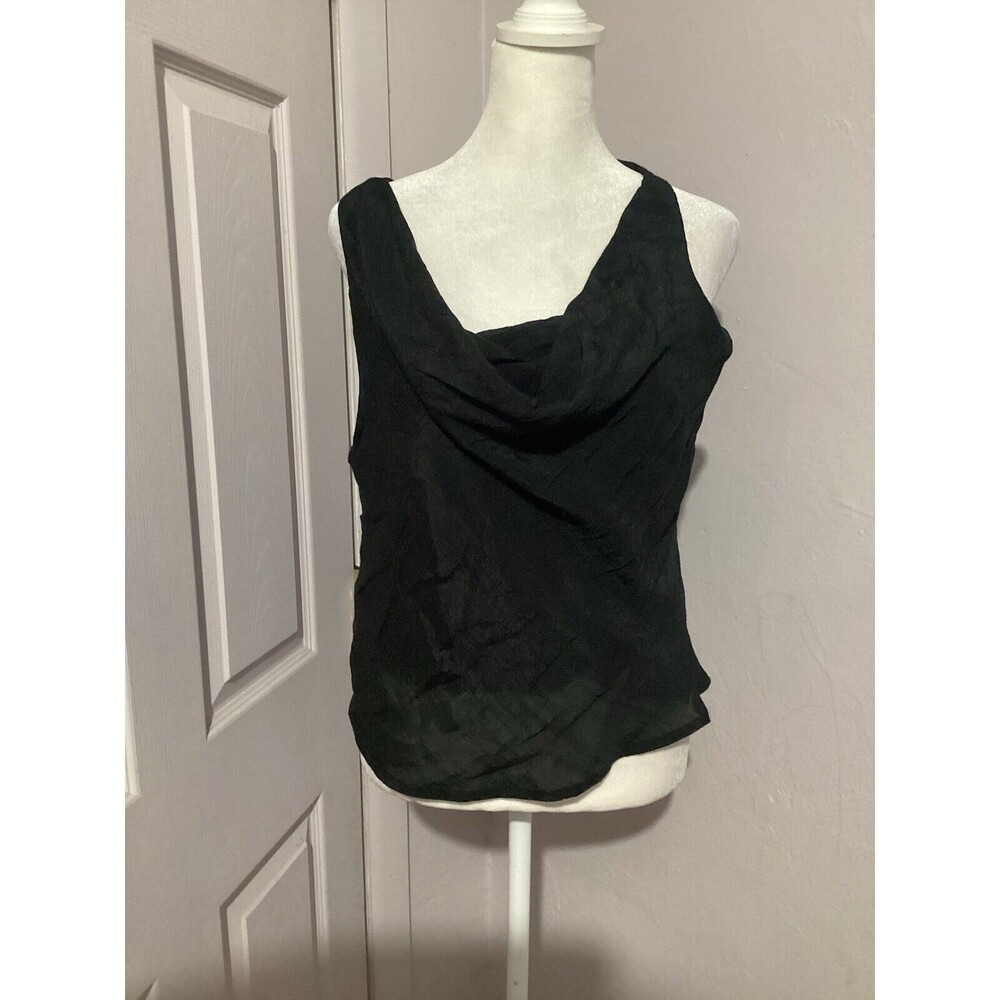 Lulus Black Sleeveless Cowl Neck Pullover Side Zip Blouse L